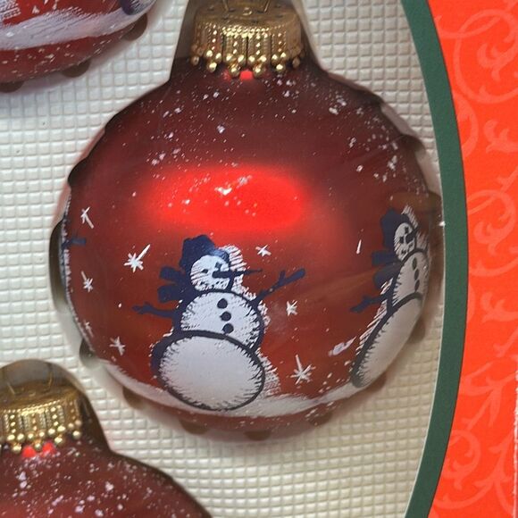 Christmas by Krebs Snowmen Glass Ornaments set of 8 Red - Picture 3 of 7